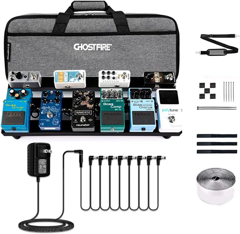GHOSTFIRE Ghost Fire Guitar Pedal Board Aluminum Alloy 1.5lbs Super light Effect Pedalboard19.7''x7'' with Carry Bag SPL-02 and Power Supply Adapter GA-8 - Image 1